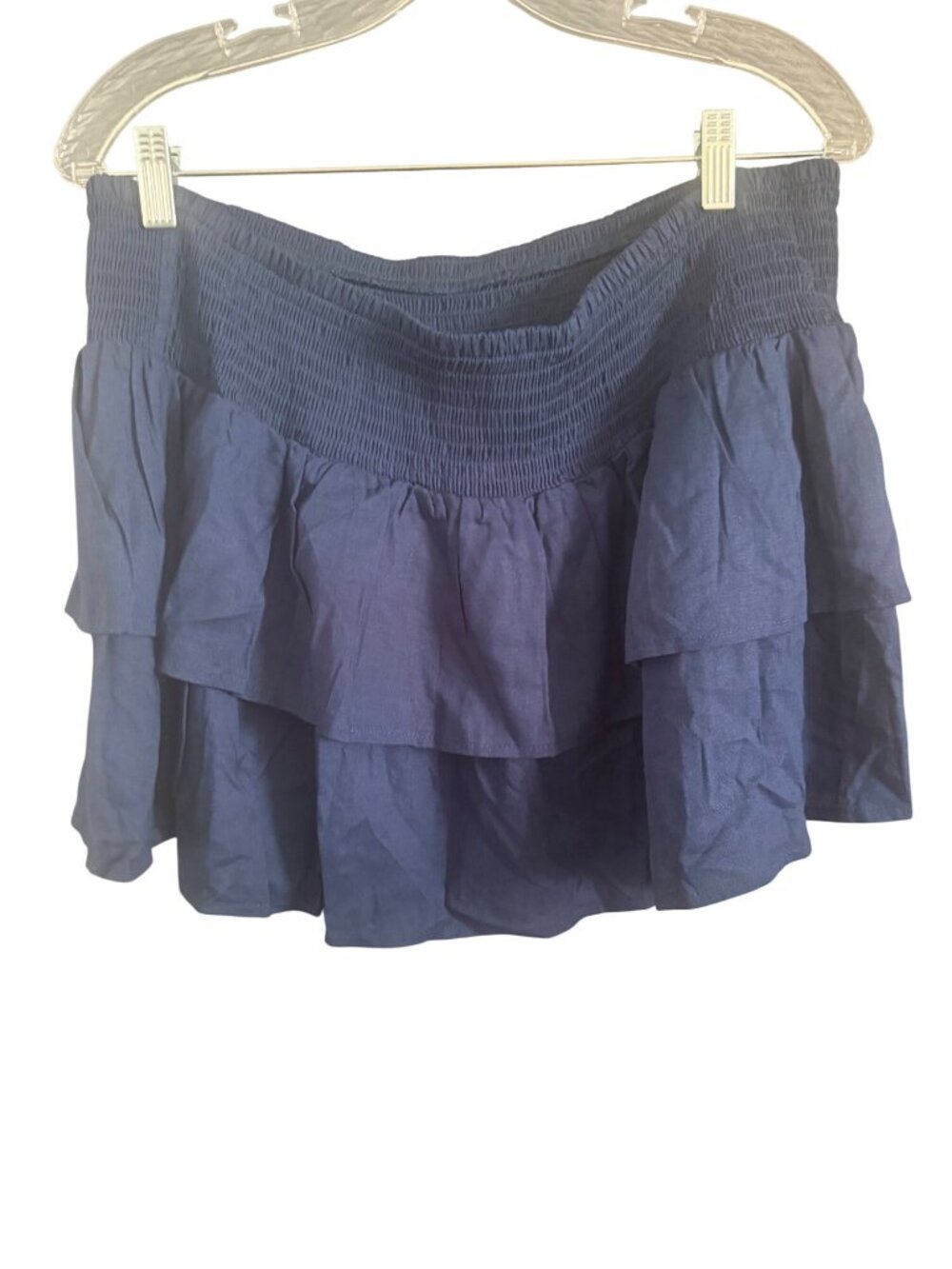 No Boundaries Navy Blue Tiered Ruffle Mini Skirt XXL Smocked Waist Lightweight